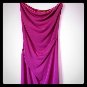 Nicole Miller Pink Strapless Ruched Dress Small